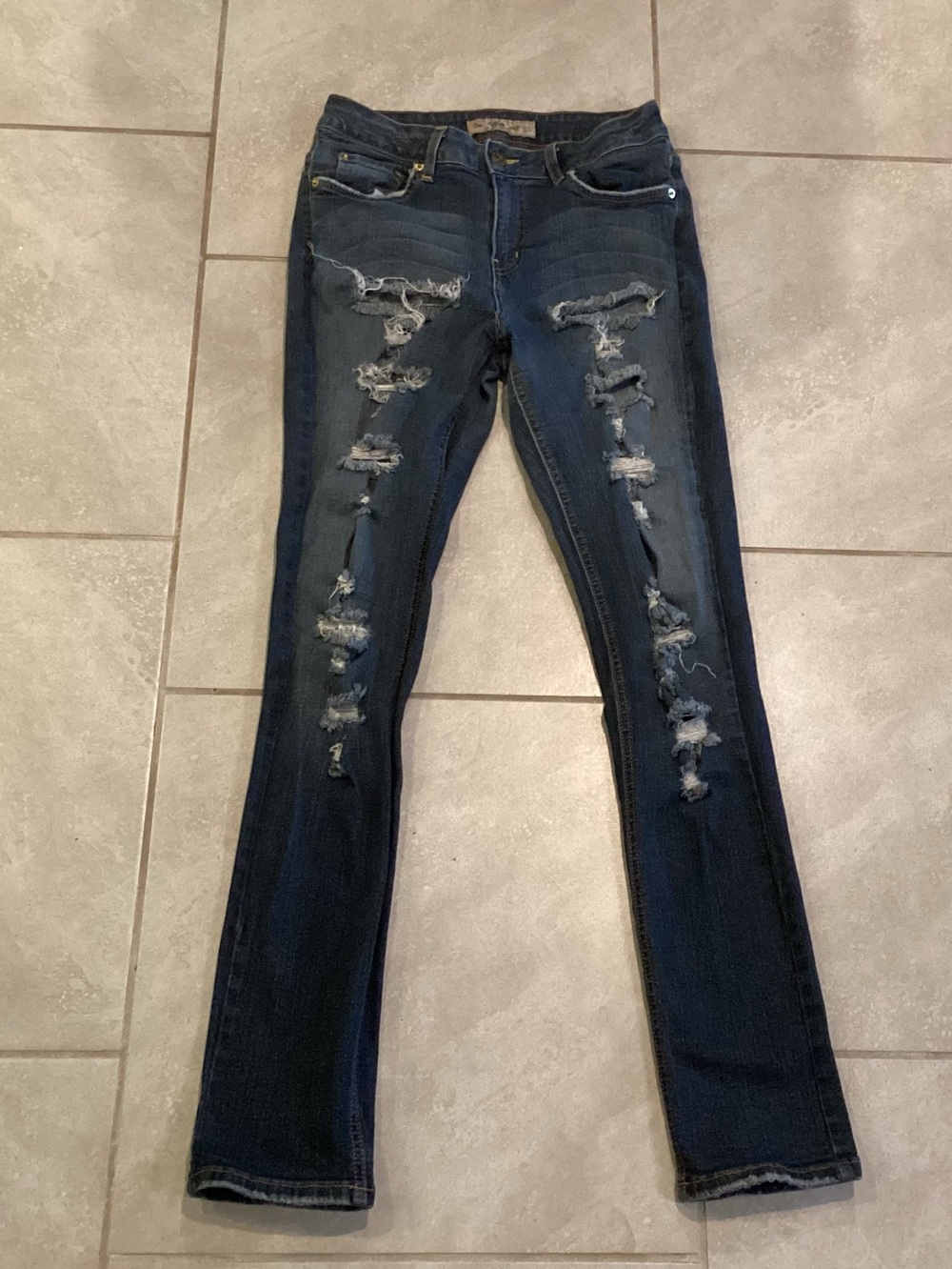 GAP Women's Dark Blue Ripped Skinny Jeans